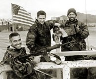 George Clooney, Mark Wahlberg, and Ice Cube in Three Kings.